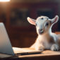 Article on the best back to school tech deals on Amazon for the 2023 school year: cute goat suits with an Apple MacBook