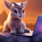 Best laptops for Blender in 2023: Cute 3D animated goat with a laptop